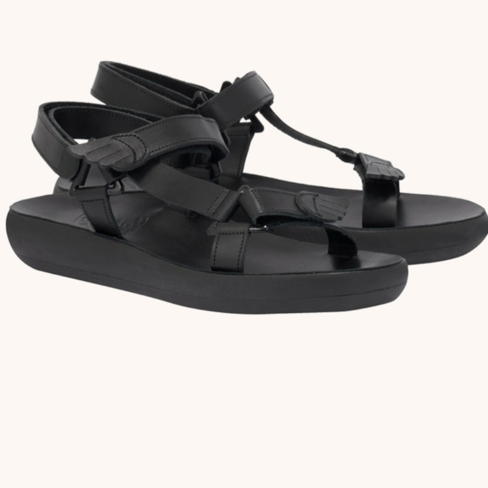 Ancient Greek Black leather sandal 8/38